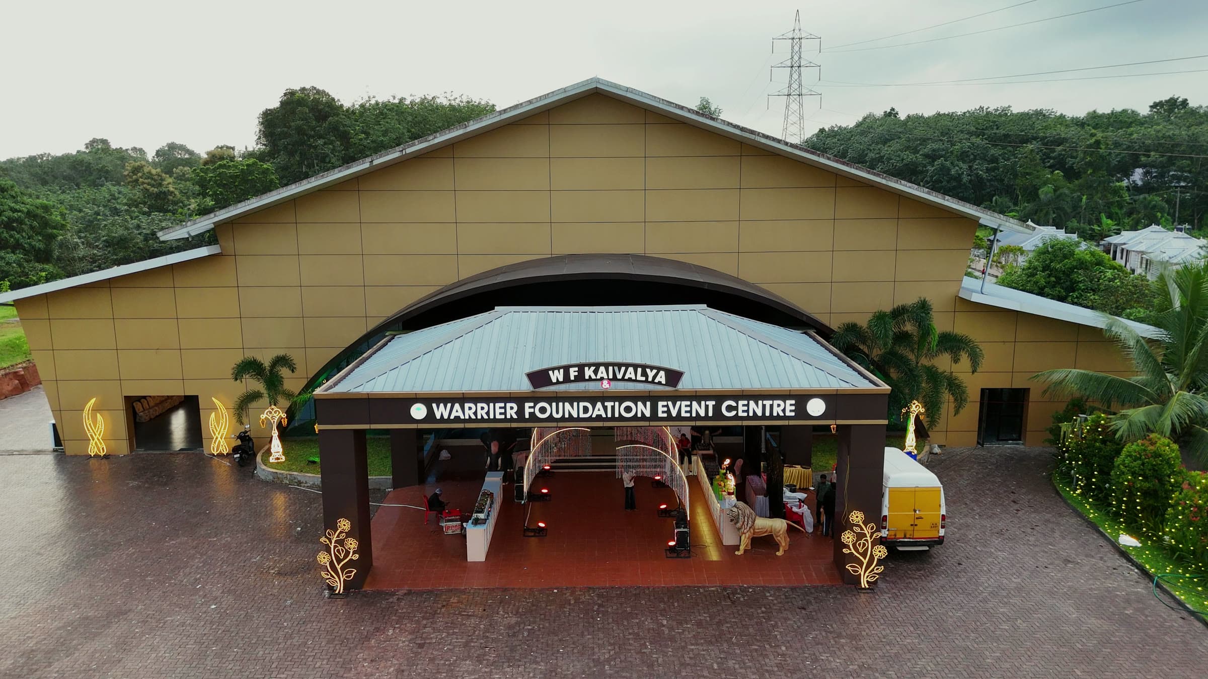 The venue's frontage and signboard beneath its sweeping roof